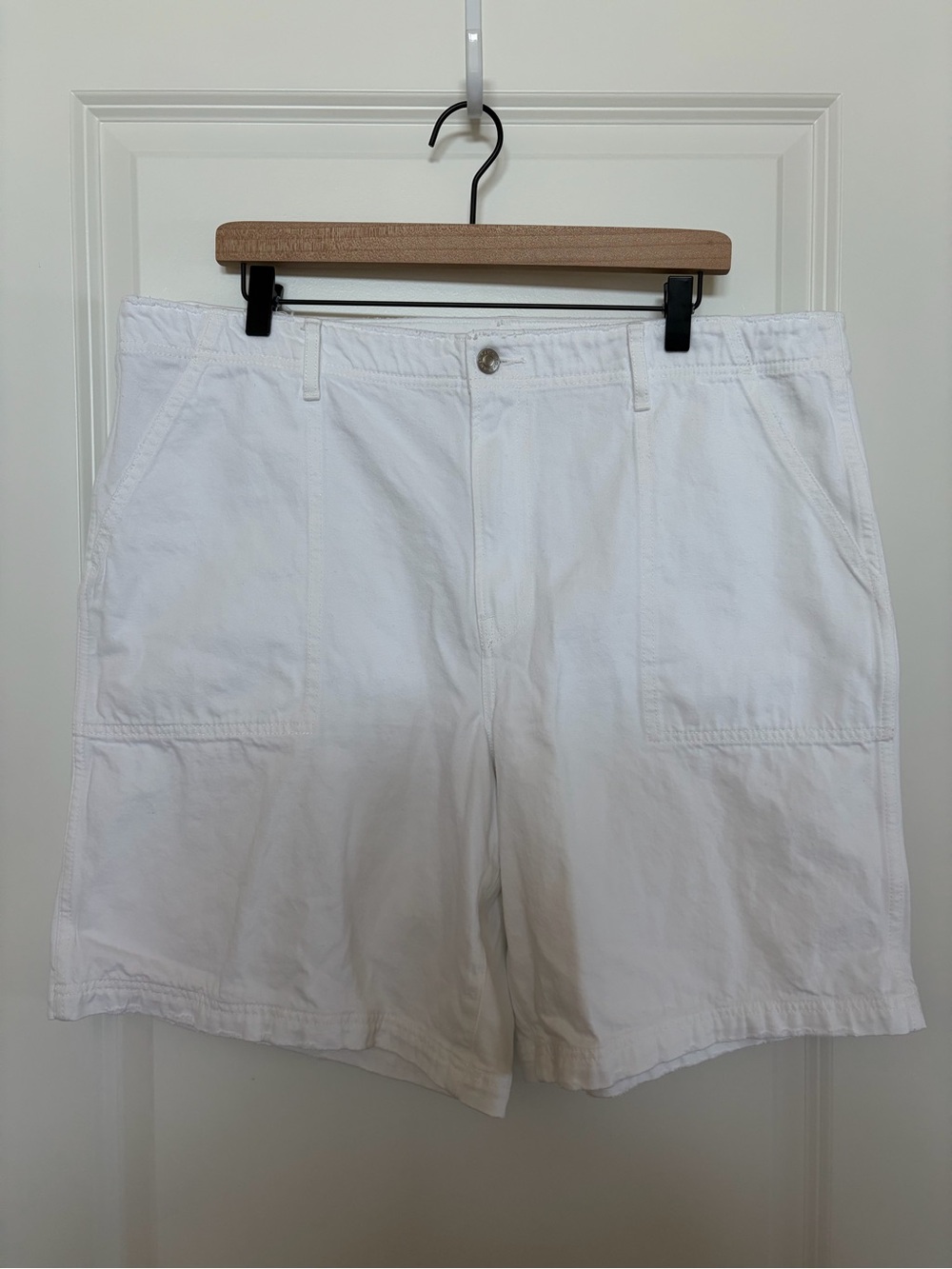 American Eagle Outfitters White Cotton Flat-Front Jean Shorts